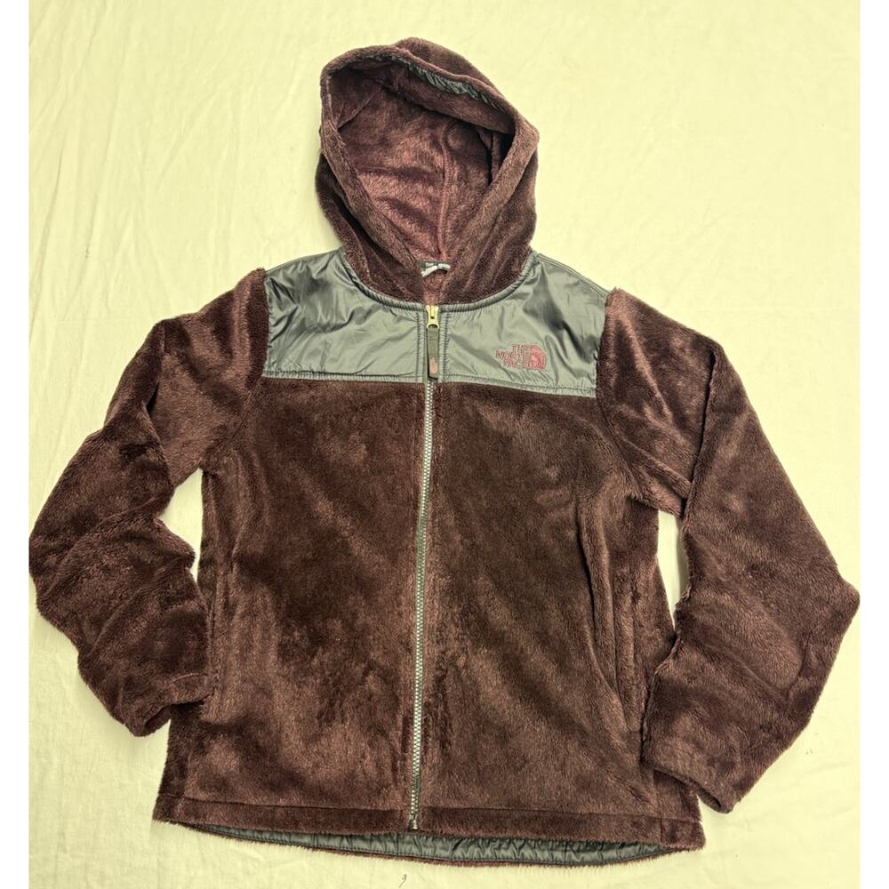 The North Face Girls Large 14-16 Jacket Maroon LonSleeve Hooded Full Zip Fleece